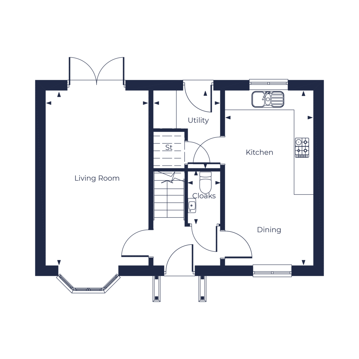 The Burlton Ground Floor Floorplan | Fletcher Homes